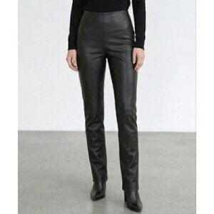 VTG Nancy Bolen Lamb Leather Pants Black 30 High Rise Straight Leg